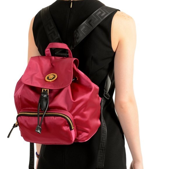 Versace Women\'s Purple Medusa Satin Leather Trimmed Backpack Bag main image 5